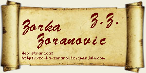 Zorka Zoranović vizit kartica